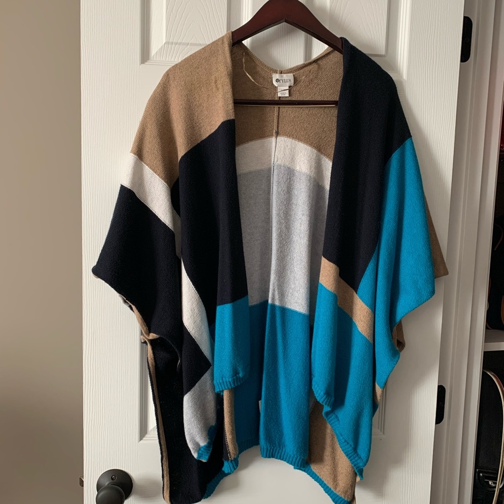 Stylus Colorblock Poncho/Shawl/Wrap - Size S/M
